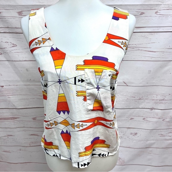 Anthropologie Jamison Colorful Aztec Ikat Silk Camisole Tank Top - Picture 5 of 7